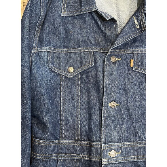 Vintage Levi's Orange Tab Long Split Tail Dark Denim Chore Jacket Men's Size M - Picture 7 of 15
